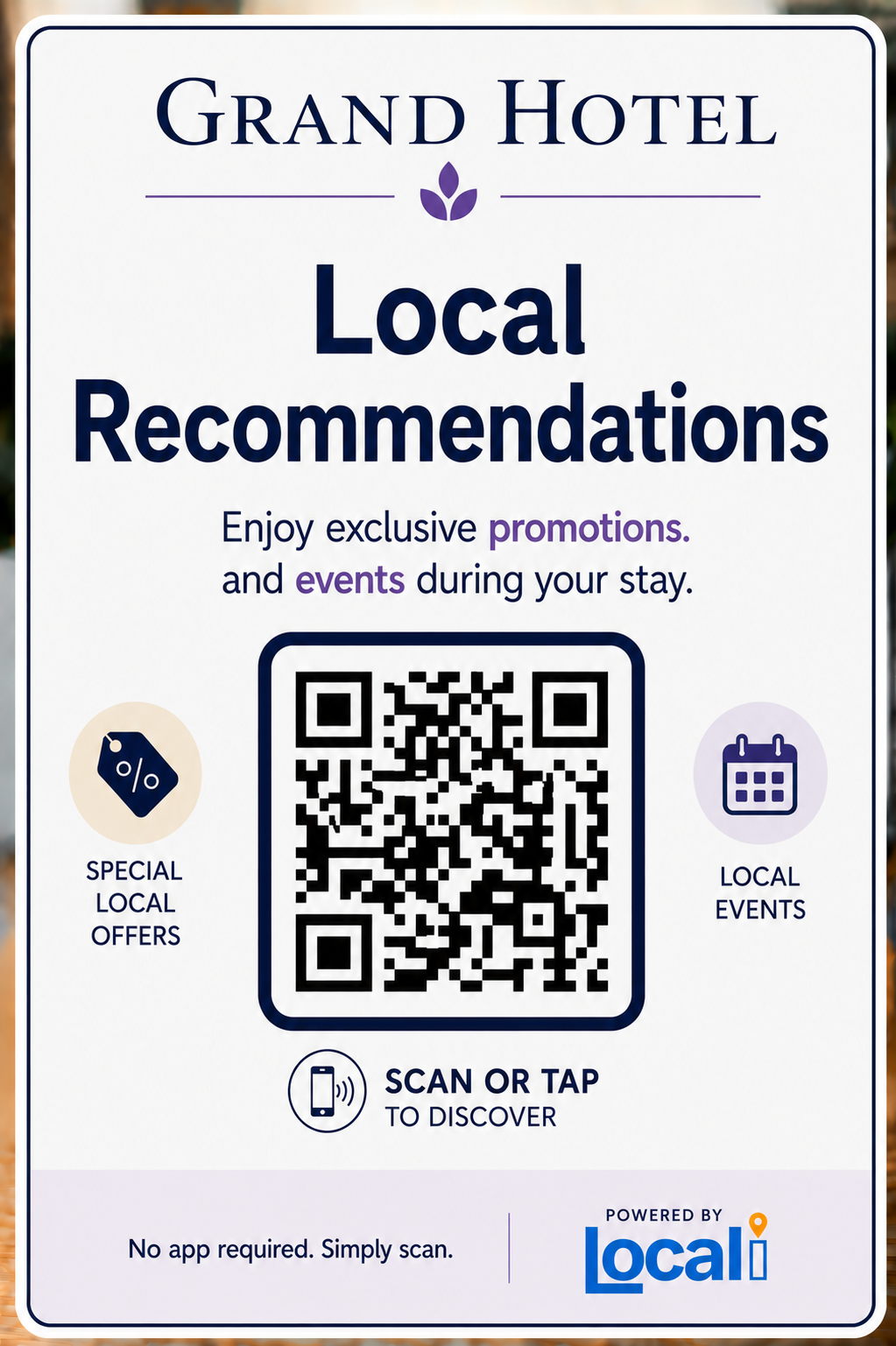 Lobby QR plaque — Springhill Suites by Marriott Local Recommendations